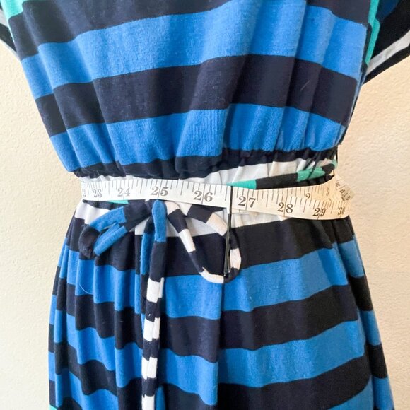 BCX Long Maxi Dress  Ruffled Halter Stretch Multicolor Horizontal Strip S - Picture 5 of 11